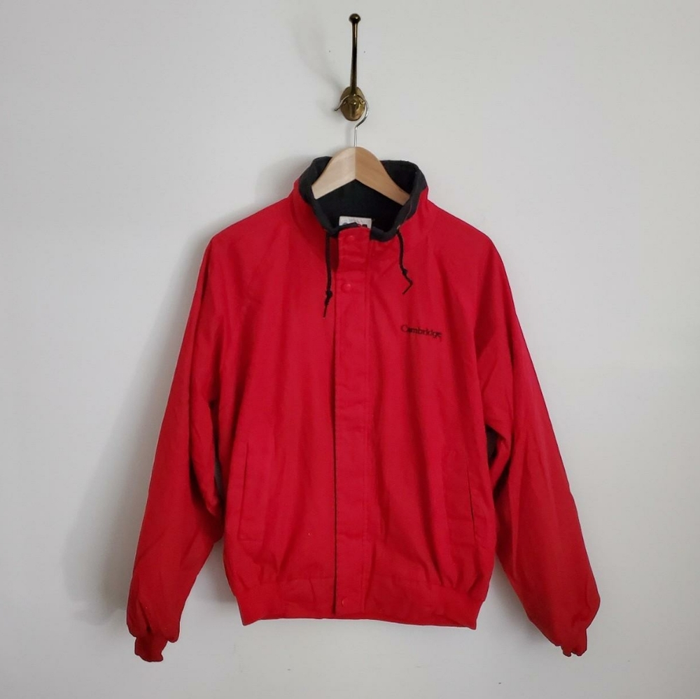 90s Cambridge zip up red jacket- L